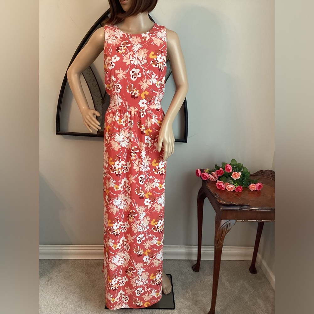 LOFT Floral Maxi Dress - Red and White